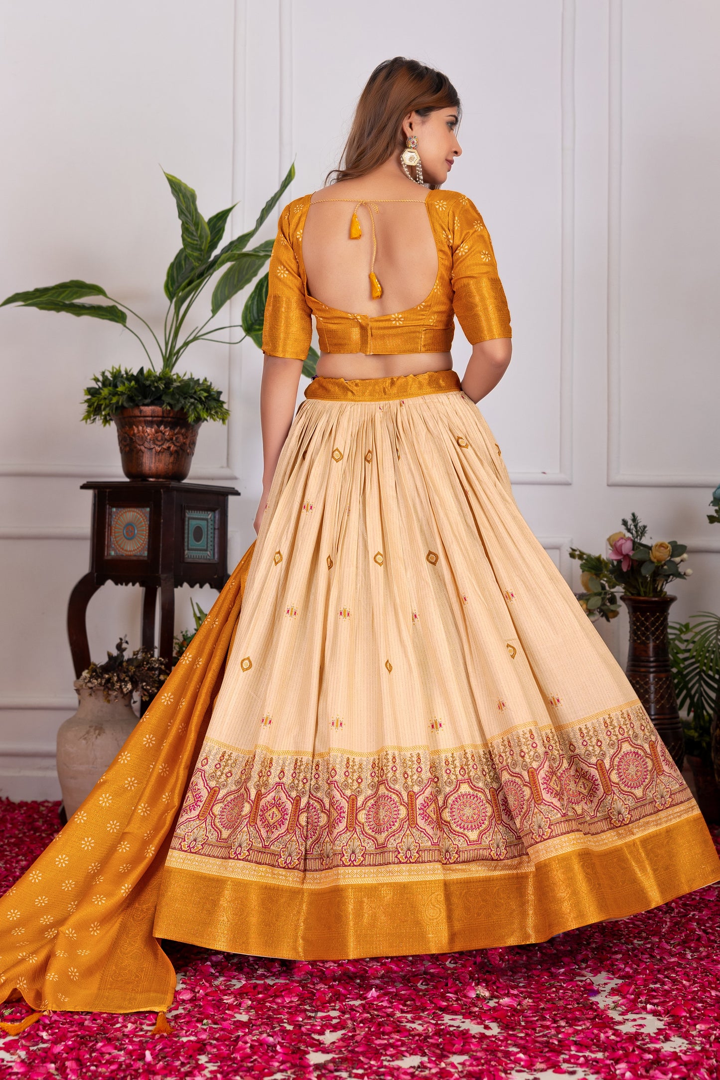 presenting a perfectly blended tussar silk lehenga for festive season to charm your look