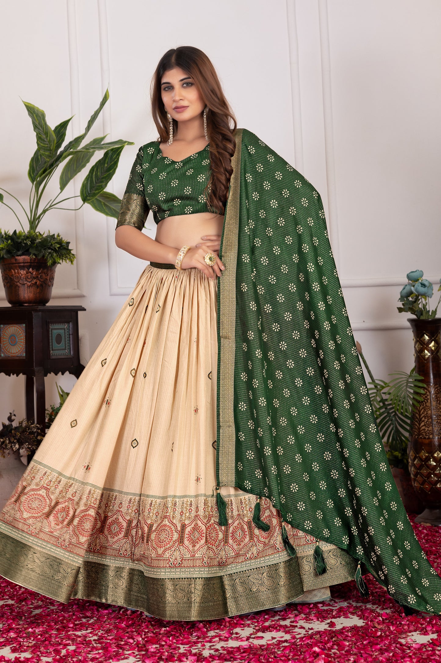 presenting a perfectly blended tussar silk lehenga for festive season to charm your look