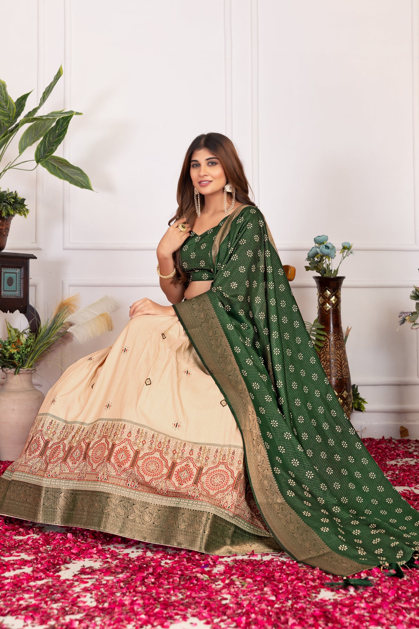 presenting a perfectly blended tussar silk lehenga for festive season to charm your look