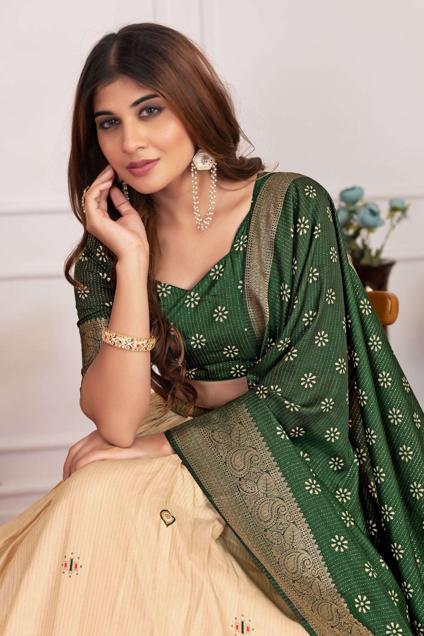 presenting a perfectly blended tussar silk lehenga for festive season to charm your look