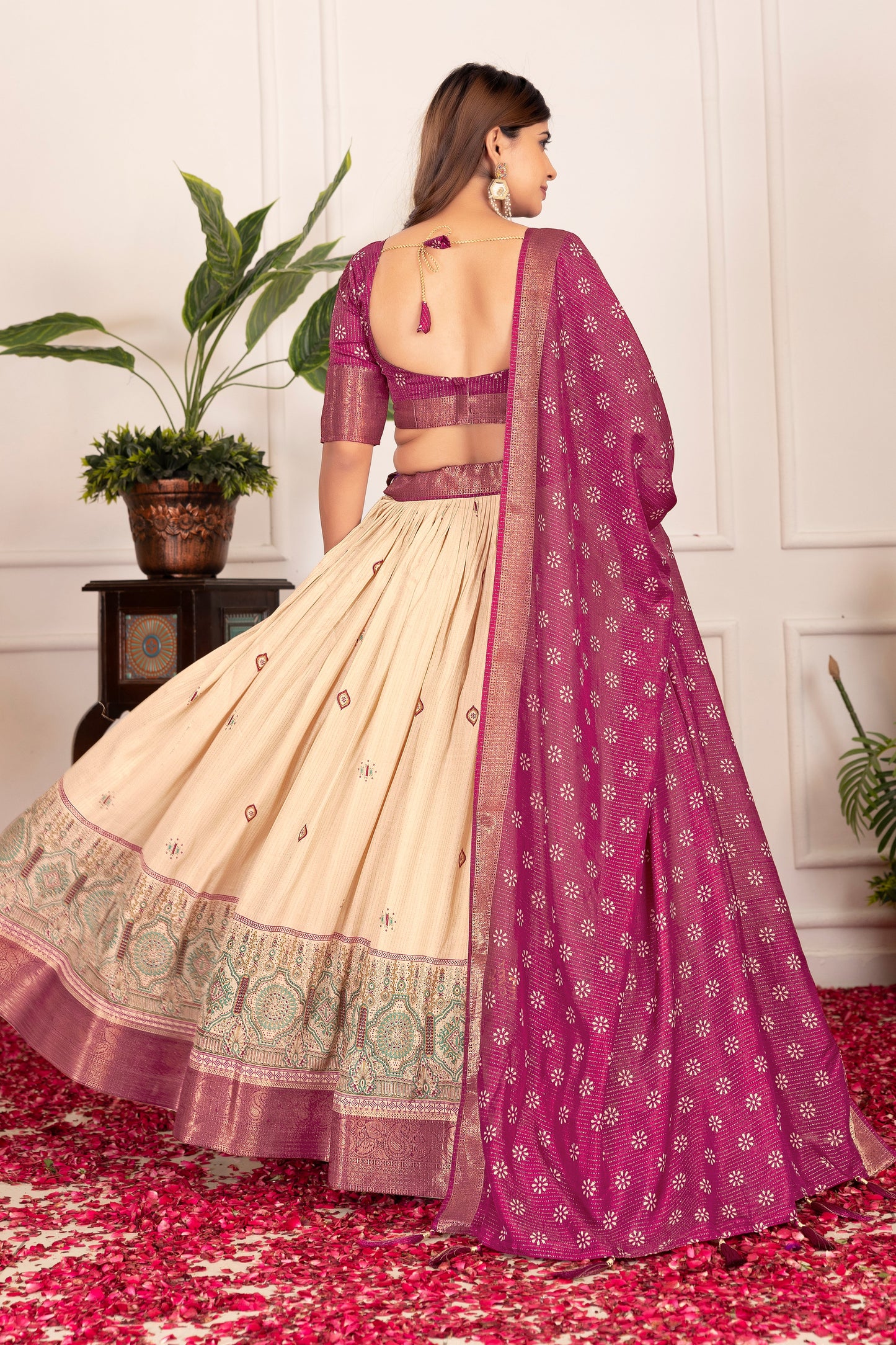 presenting a perfectly blended tussar silk lehenga for festive season to charm your look
