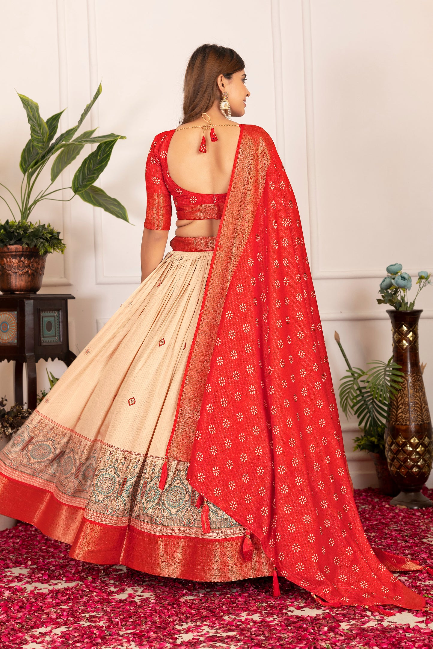 presenting a perfectly blended tussar silk lehenga for festive season to charm your look