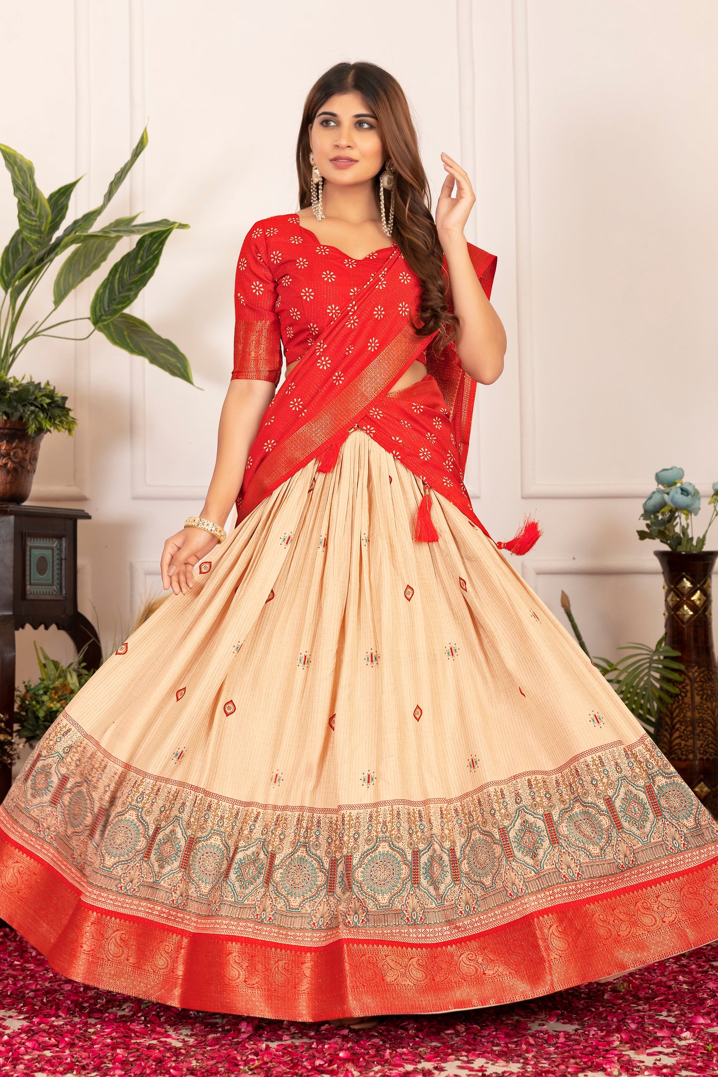 presenting a perfectly blended tussar silk lehenga for festive season to charm your look