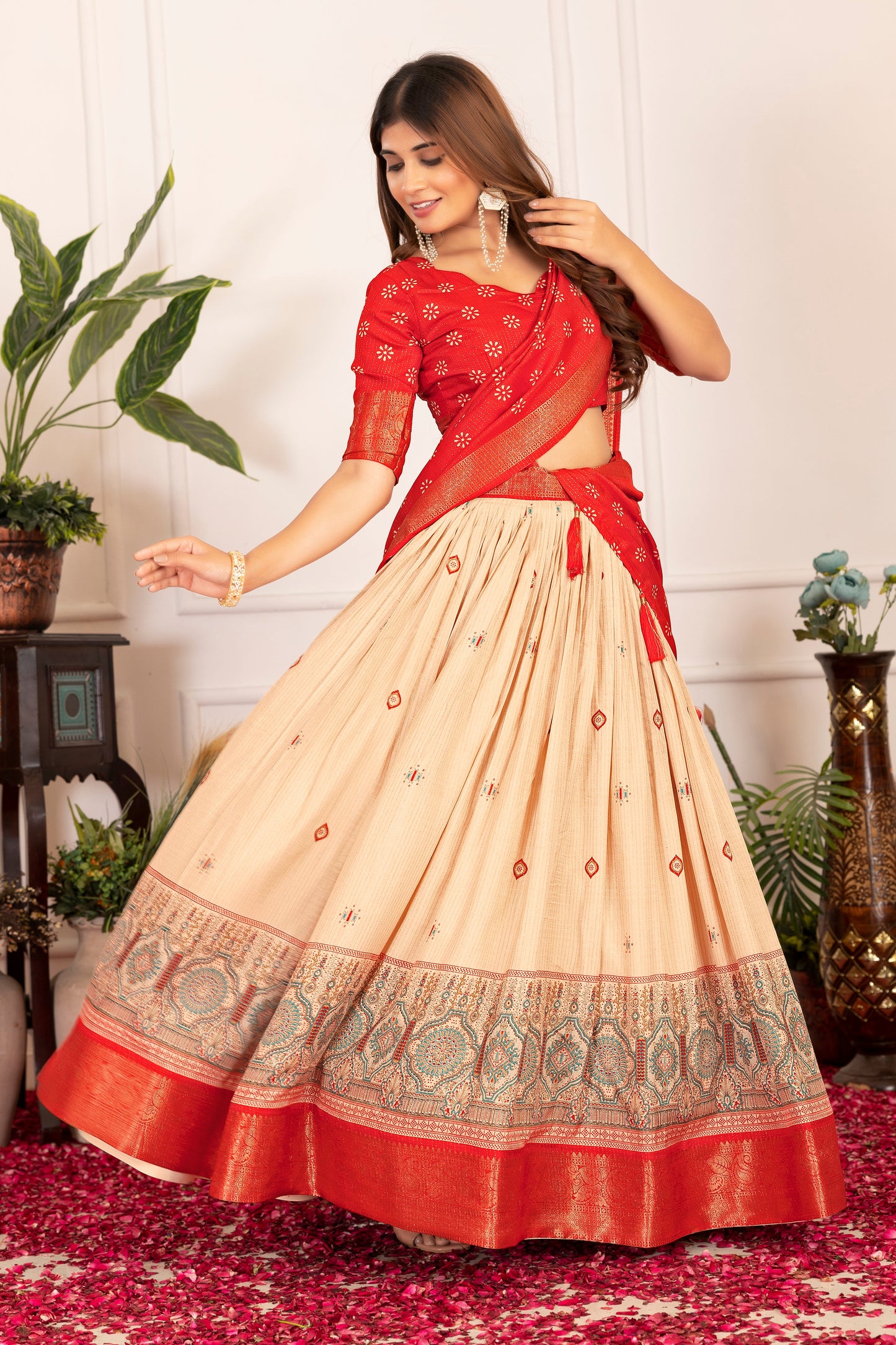 presenting a perfectly blended tussar silk lehenga for festive season to charm your look