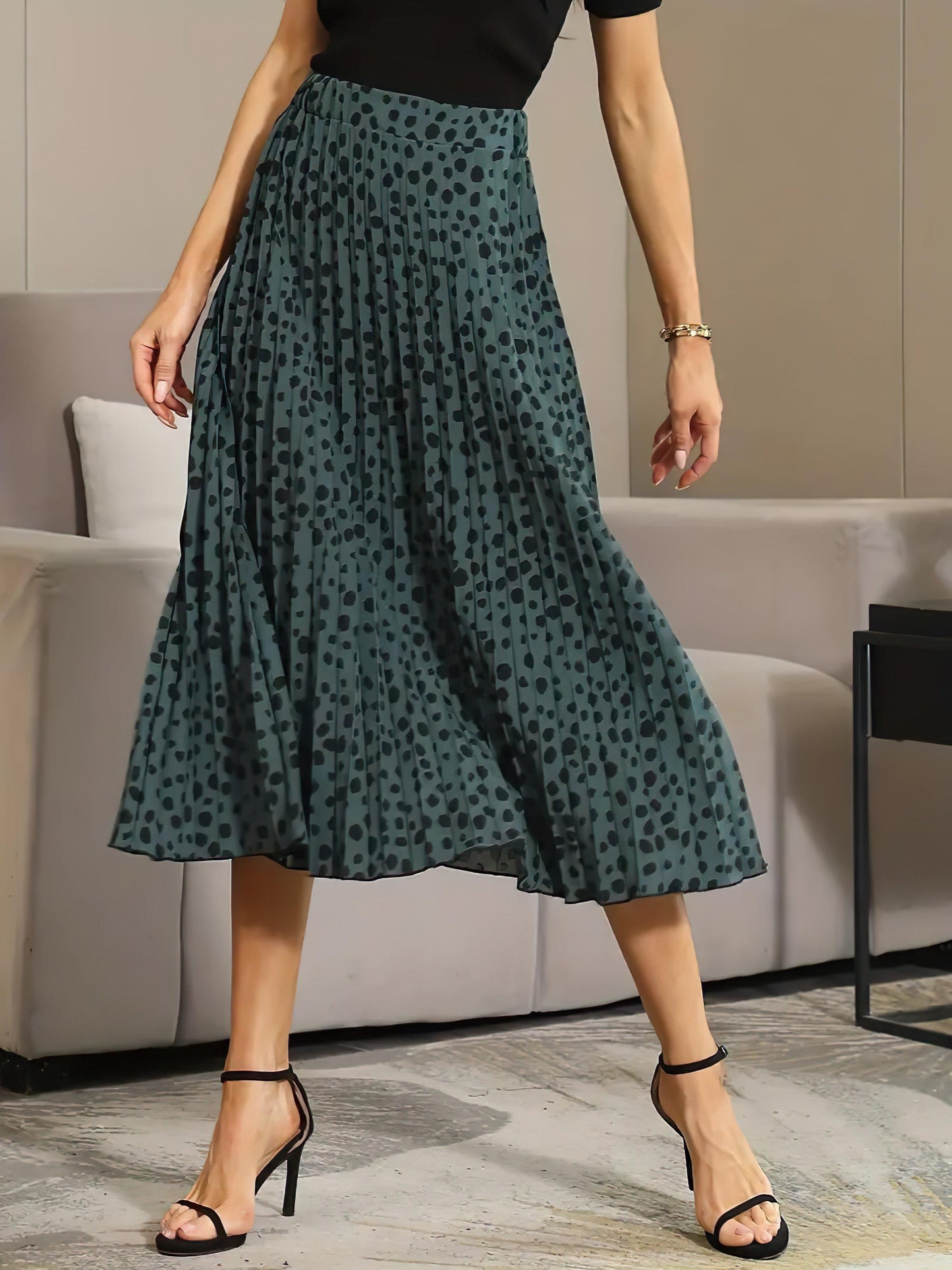 dark green cheetah emerald elegance skirt