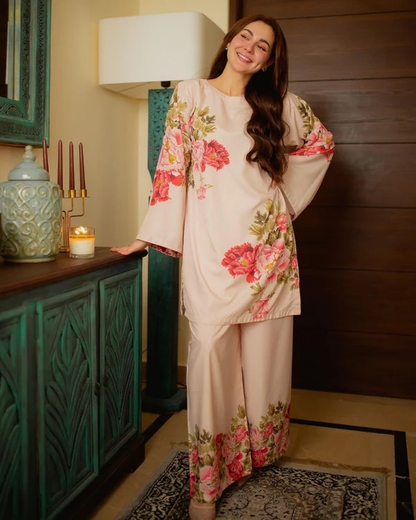 Hania Aamir Light Beige Bloom & Bliss Co-ord Set